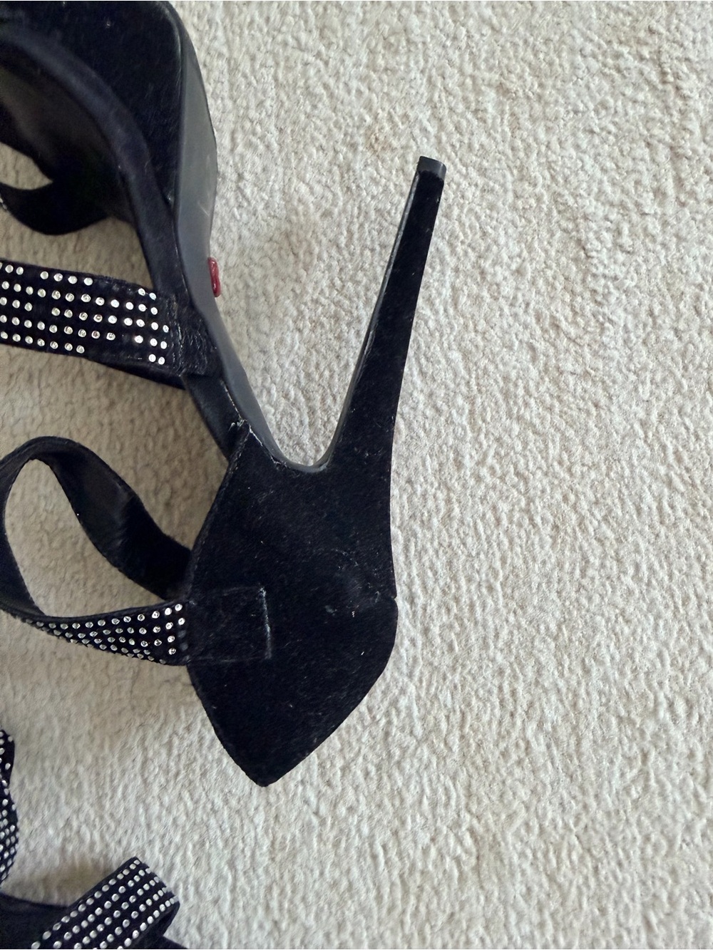 Black Velvet Rhinestone Heels - Picture 15 of 16